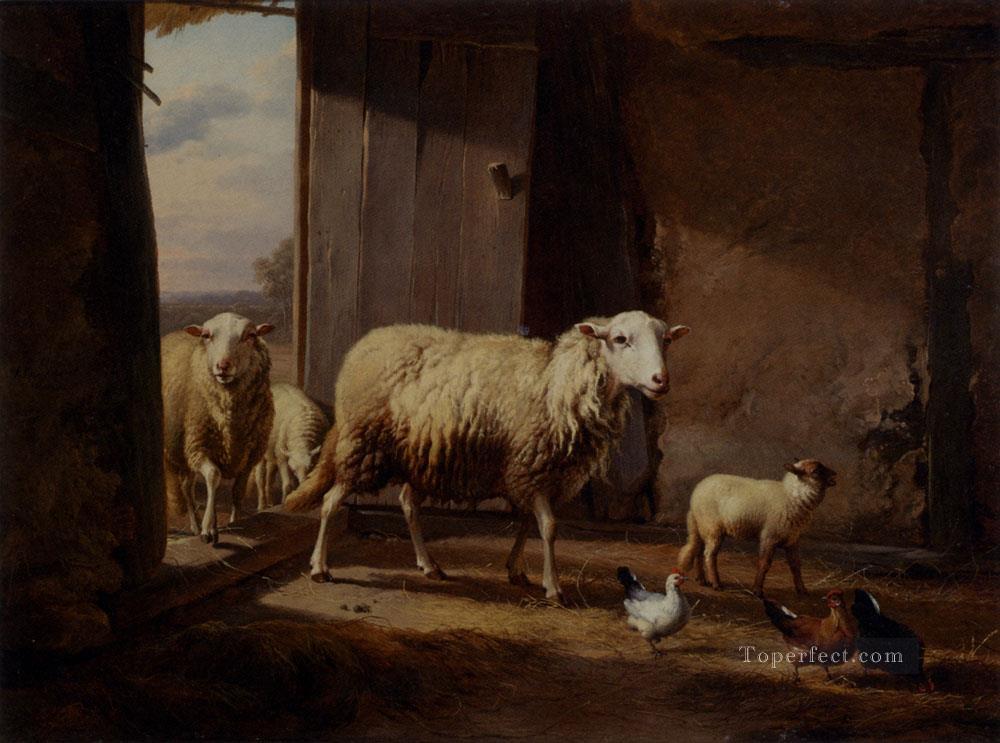 牧草地から戻る羊 オイゲン・フェルベックホーフェン 動物油絵